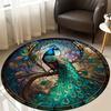 1 Adet Muhteşem Tavuskuşu Desenli Yuvarlak Alan Halısı İç Mekan Kaymaz Yıkanabilir Halı, Yatak Odası Oturma Odası Ofis Çocuk Odası İçin Tüy Dökmeyen Paspas