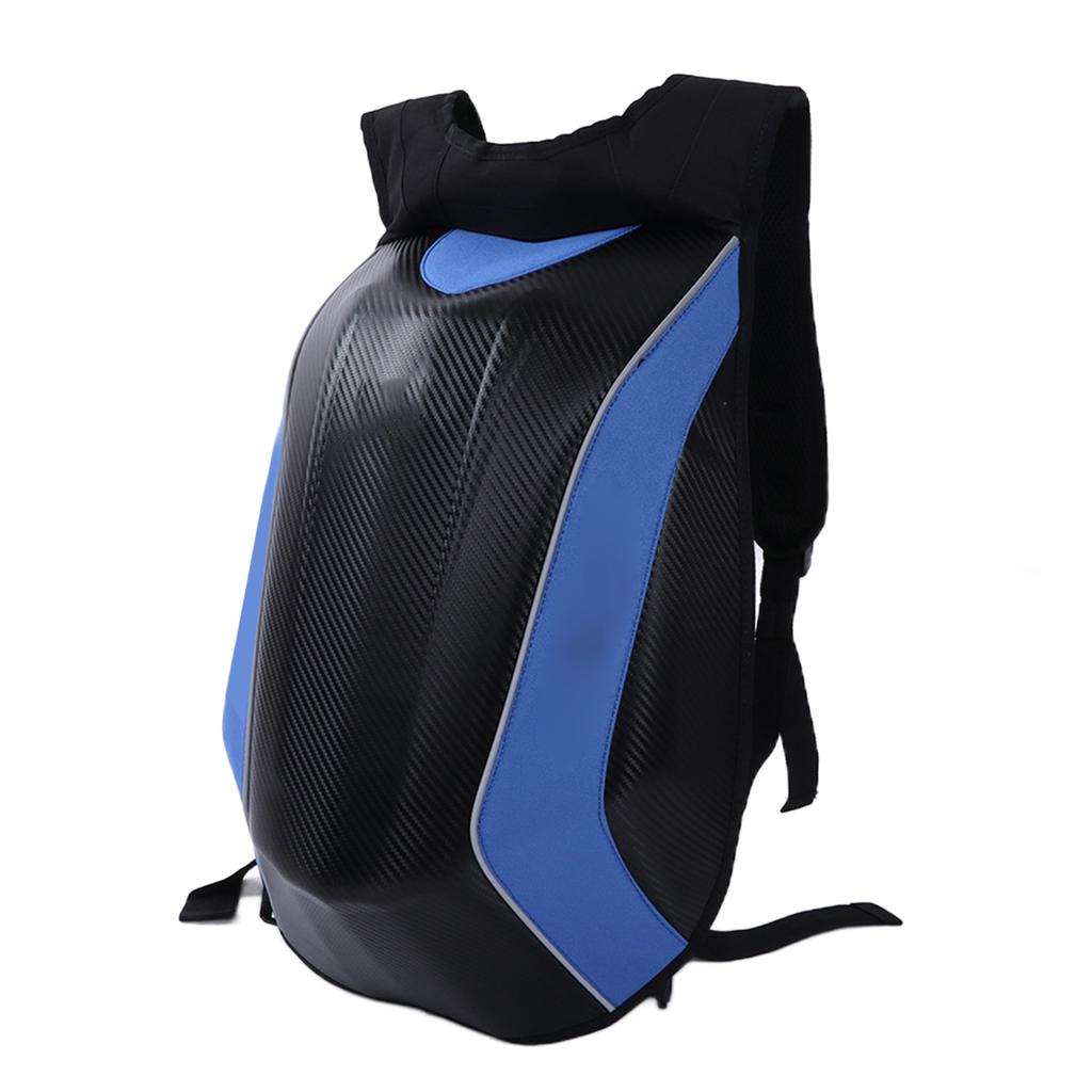 Waterproof Backpack Large Capacity Storage Bag PU Hard Shell with Reflective Strip for Riding Camping Hiking Blue