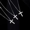 Damen S925 Sterling Silber Diamant Kreuz Halskette mit Zirkonia - Trendy, Glänzend, Stapelbare Schlüsselbein Kette.