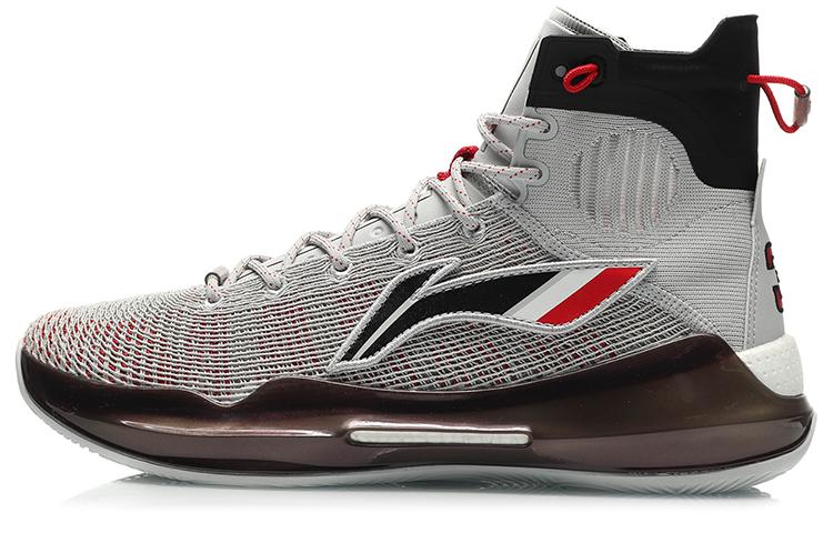 Li Ning YuShuai 13 Boom CJ PE-Gewebe Dämpfung Rutschfest Abriebfest High-Top Basketballschuhe Herren Grau ABAP065-14