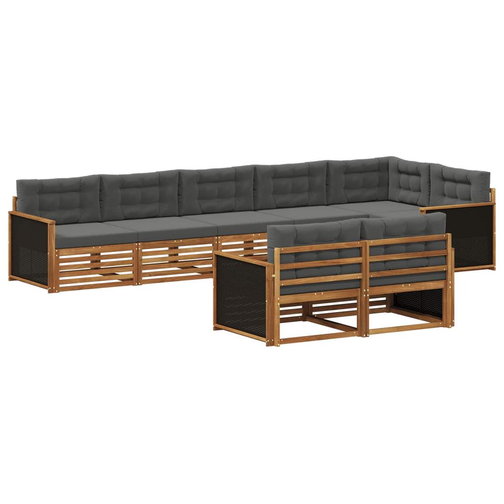 Outdoor Sofa Set with Cushions 8 pcs Natural and Anthracite