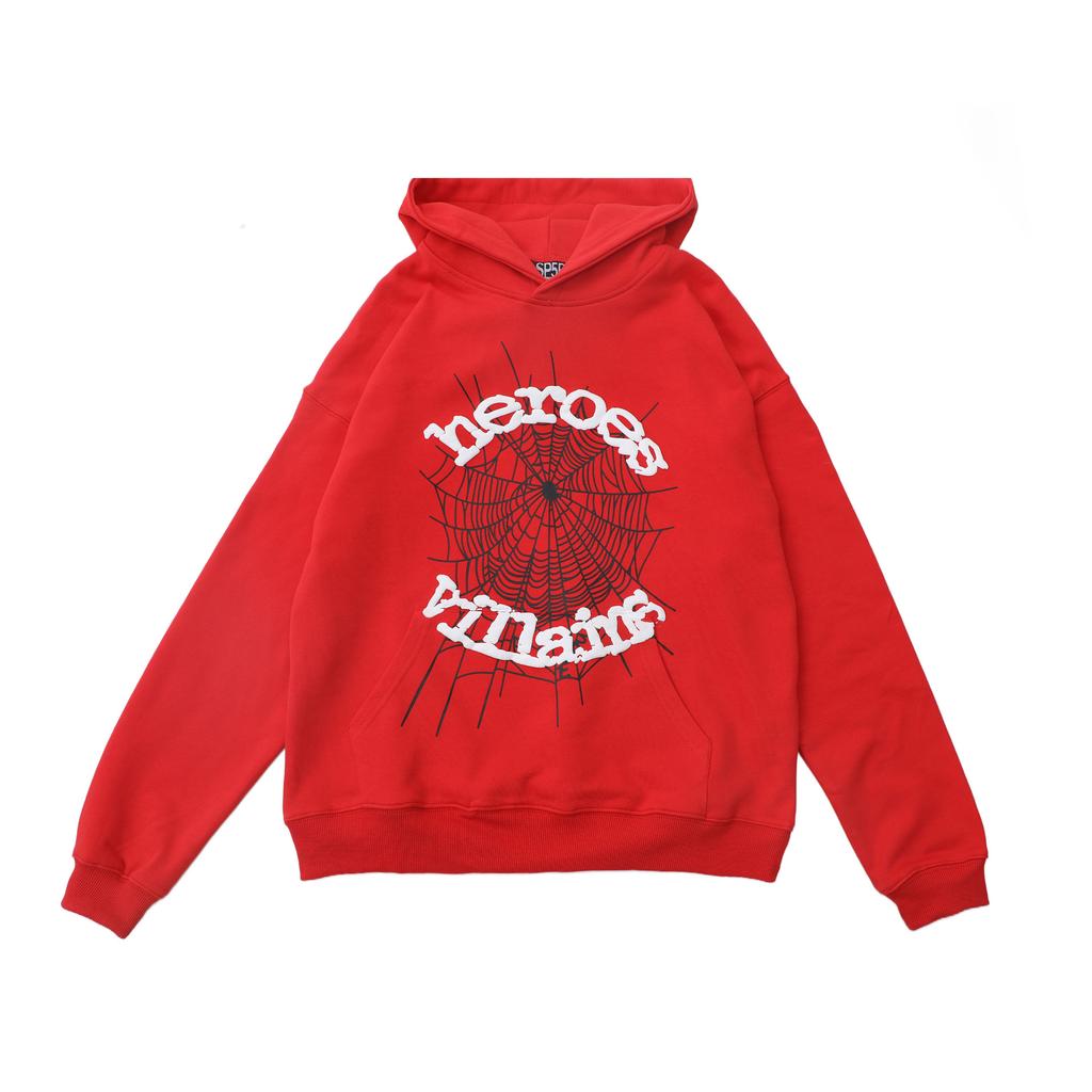 American niche sweater men's and women's same versatile loose classic big spider web letter printing pullover hoodie