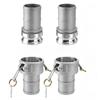 Set of 2 Aluminum Camlock Cam and Groove Hose Fittings Type A + Type D for Fast and Leak Hose Assembly and Disassembly