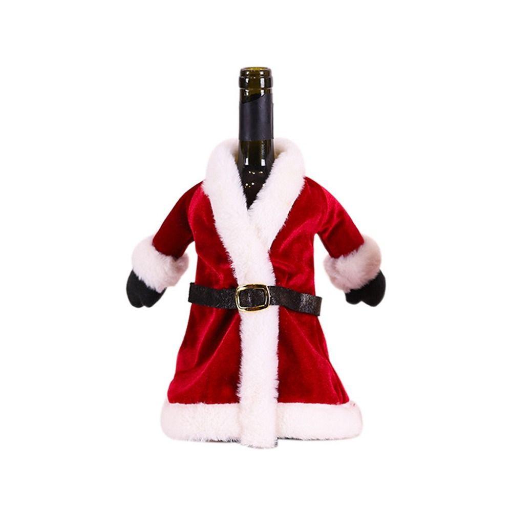 Set Christmas Dinner Table Decor Dress Wine Bottle Cover Wine Bottle Bag New Year Gift Ornament