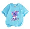 2023 Year of the Rabbit Cute Purple Bunny Lollipop Graphic T-Shirt for Boys Girls 100% Cotton Casual O-Neck Short Sleeve Soft Breathable Kids Summer T