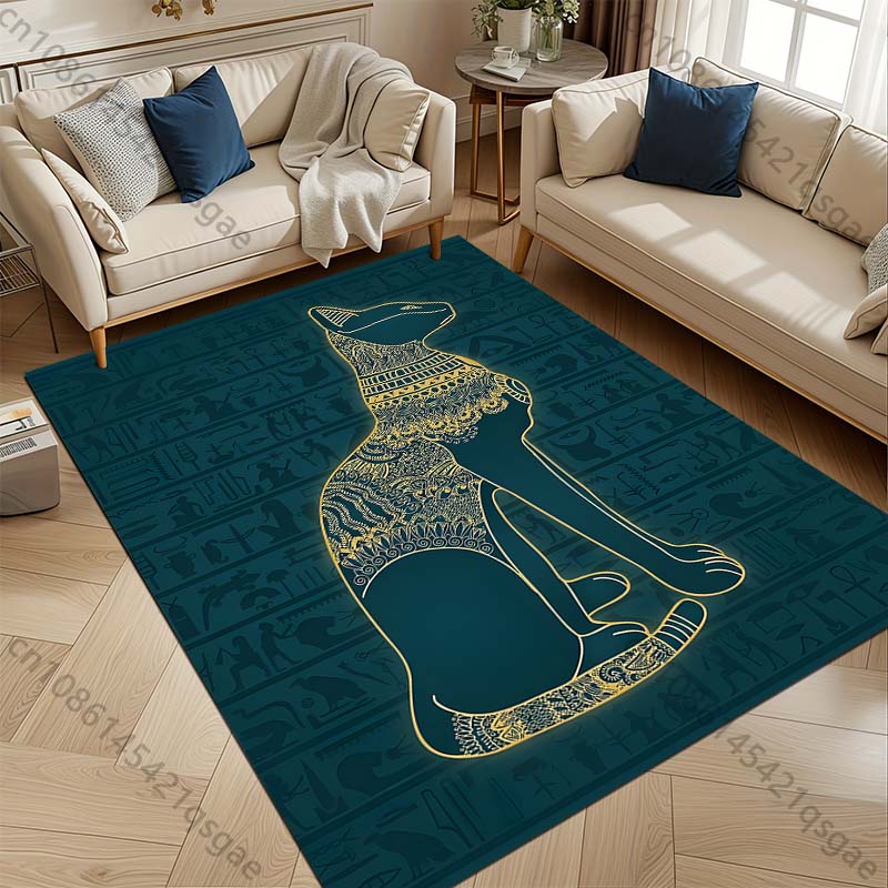 1PC Egyptian Black Cat Pattern Rug Carpets Bedroom Living Room Bathroom Mat Creative Door Mat Cloakroom Home Decor Area Rug