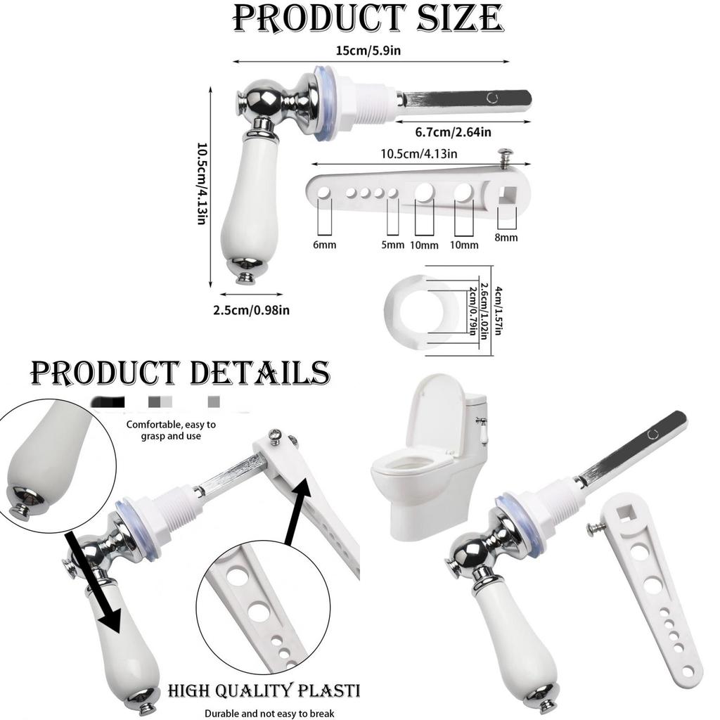 Modern Minimalist Ceramic Toilet Flusher Handle With Zinc Alloy Tank Fittings For Bathroom Renovation