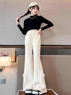 Girls' Autumn/Winter 2025 New Flared Cotton Pants for Kids
