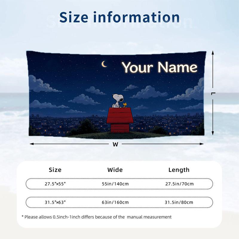Custom Text Beach Towel, Soft Absorbent Swimming Multi-use TowelSnoopy Peanuts
