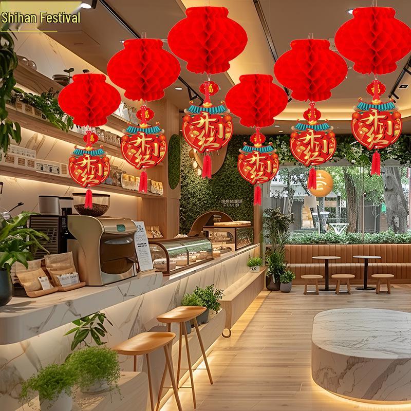 Grand Opening & Anniversary Celebration Red Lanterns - Ceiling Decorations for Shops, Malls, Supermarkets