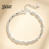 Bracciale da Donna Superficie Liscia Quadrifoglio Fortunato Forma a Cuore Lunghezza Regolabile