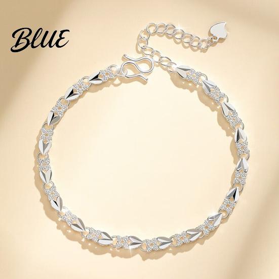 Bracciale da Donna Superficie Liscia Quadrifoglio Fortunato Forma a Cuore Lunghezza Regolabile