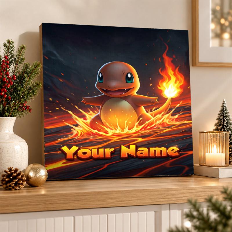 Charmander Custom Name Diamond Painting Personalized 5D Full Drill DIY Diamond Art Home Decor