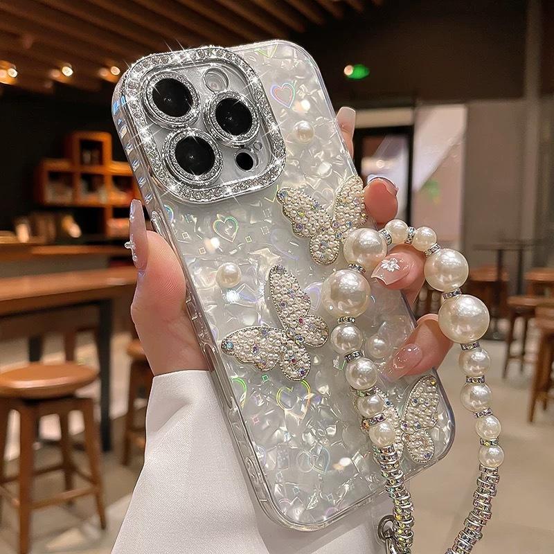 Shell-patterned Case for IPhone 11, Apple 17 Pro Max, 13mm Pearl Bow, 12/15mm Pro