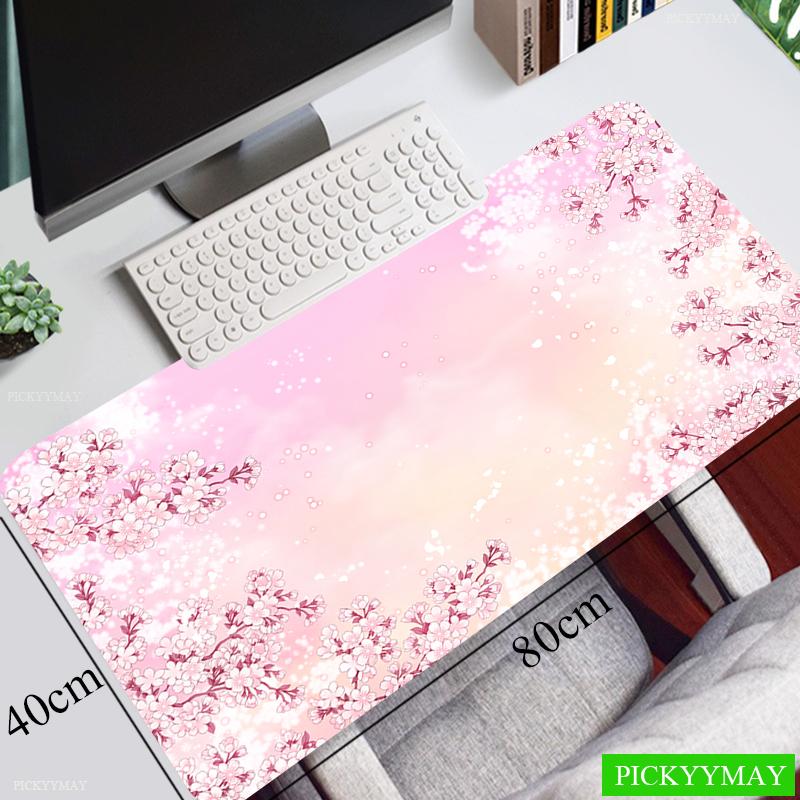 Großes Gaming-Mauspad Rosa Kirschblüten-Mauspad Computer-Mausmatte Gamer-Nähte Schreibtischmatte Für PC-Tastatur-Maus-Teppich