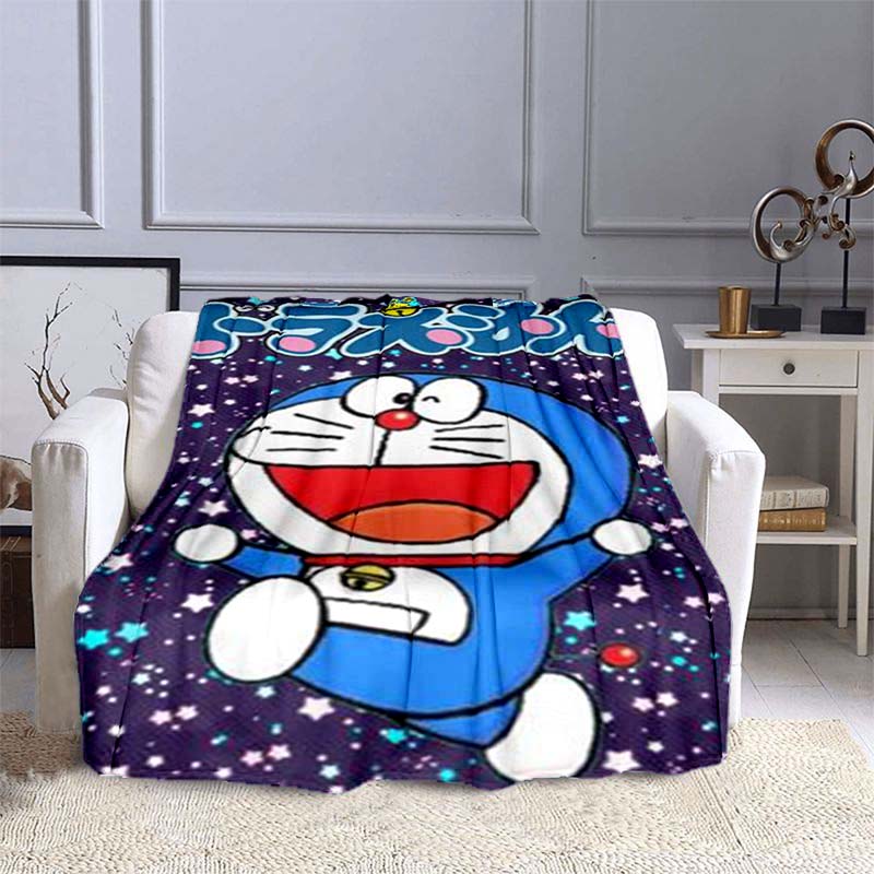 This 3D Printed Doraemon Cartoon Blanket Is a Warm and Comfortable Flannel Blanket Suitable for Bedrooms, Sofas, Beds, Chairs,