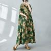 Dimanaf Women Dress Summer Plus Size Beach Sundress Linen Bohemian Print Flowers Fashion Lady Vestidos Loose Casual Long Dress Oversize 9079