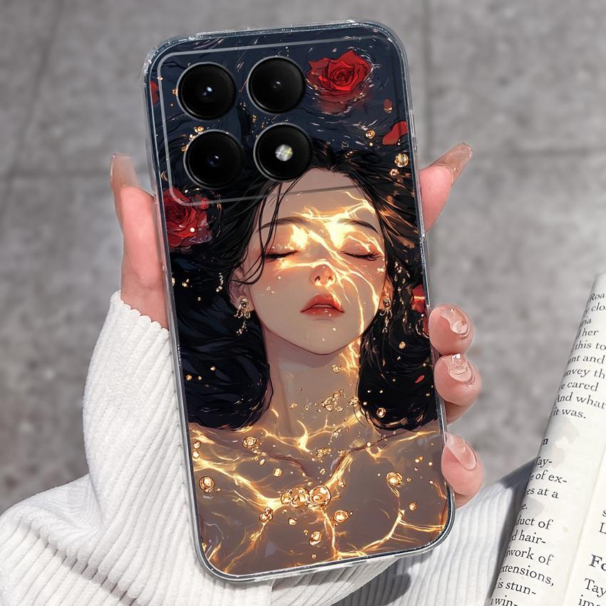 Case For Redmi K70e K60e K80 K70 K60 K50 K40 K30 K20 Pro K30i Cute Cartoon Piggy Pattern Phone Cover Transparent TPU Anti Fall Shell For Redmi Housing