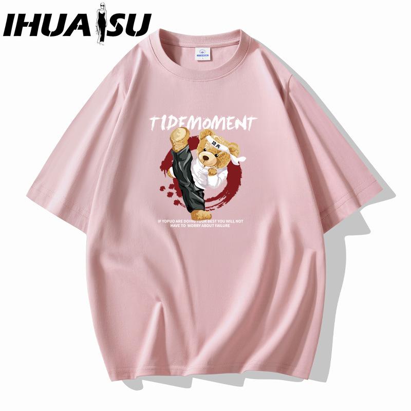 IHUASU Kurzarm-T-Shirt aus Baumwolle für Herren, modisch, lockeres Halbarmhemd, bedrucktes mitfühlendes Hemd