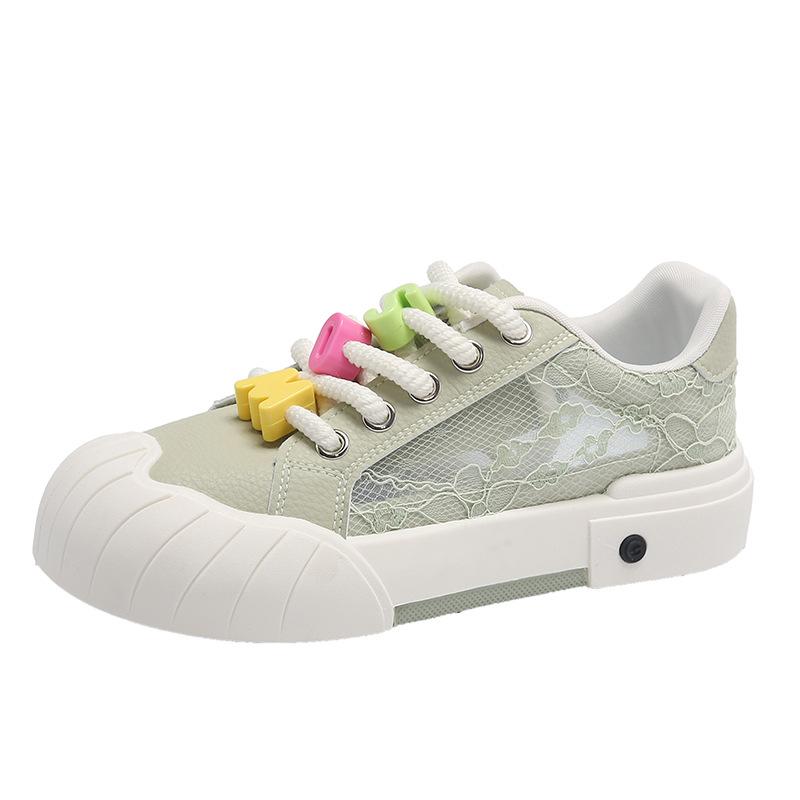 

Little white shoes women s 2025 new summer mesh lace breathable trendy cool casual shoes letter thick baseplate shoes 40 зелений