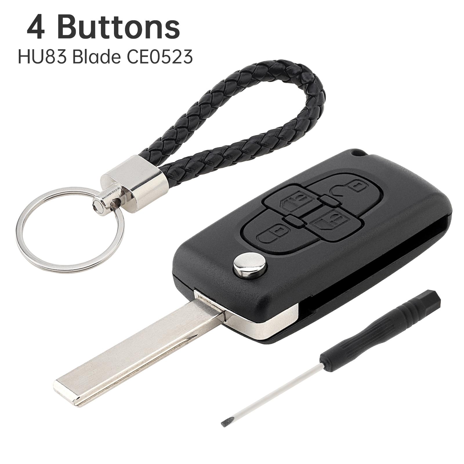 

Корпус складного ключа-брелока с 4 кнопками, износостойкий, для 207-407 Citroen C1-C4, с брелоком для ключей, отверткой и инструментами