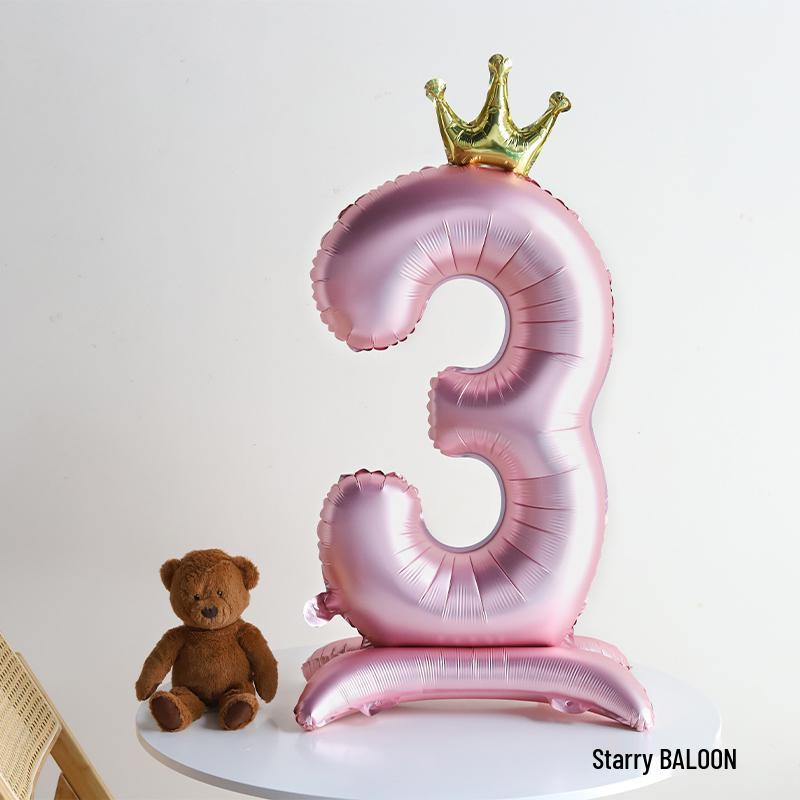 Pink Crown Number Balloon Decorations for Girl's First Birthday