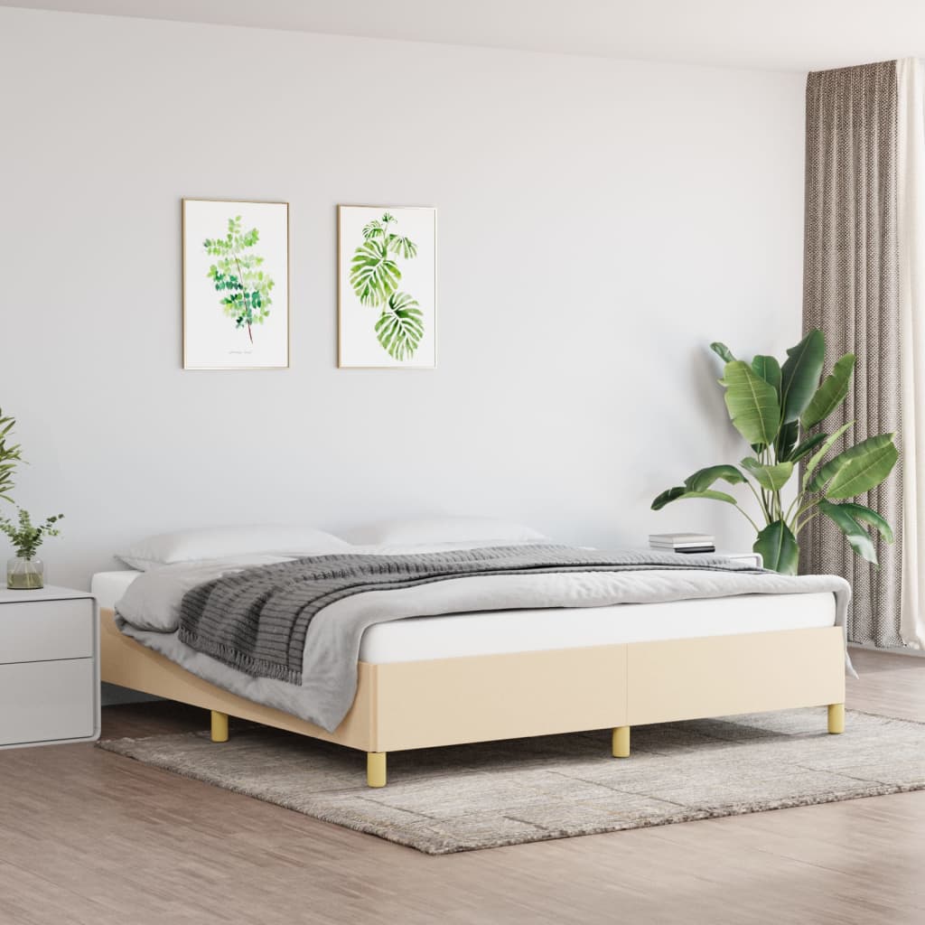 Box Spring Bed Frame Cream 180 x 200 cm Fabric