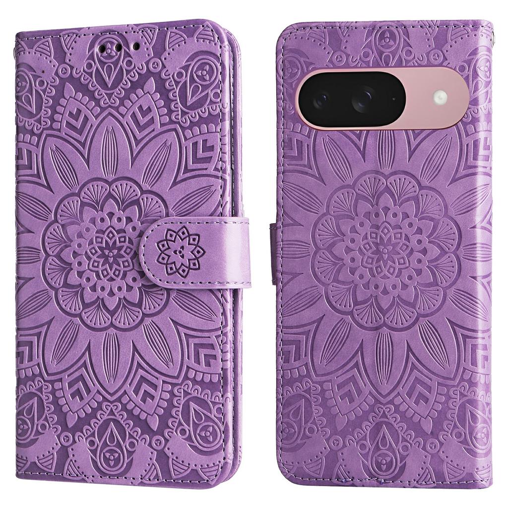 For Google Pixel 9a Case Sunflower Imprint Leather Wallet Phone Cover