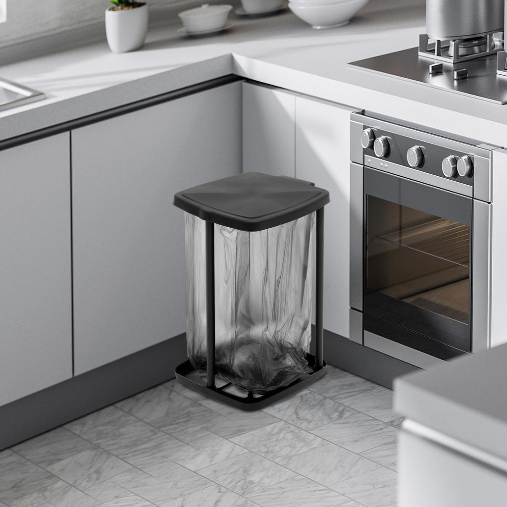 1PCS Portable Trash Can Holder Adjustable Height Camping Trash Can with Hinged Lid for Home Kitchen Party Camping Outdoor Use