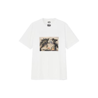 Uniqlo Godzilla Series Cotton Printed Crew Neck T-Shirt Unisex Tops White 435433-00