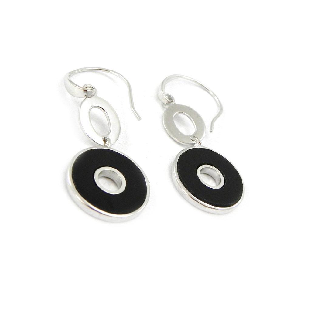Les Trésors De Lily [I3997] - Boucles Argent 'Sagesse' onyx