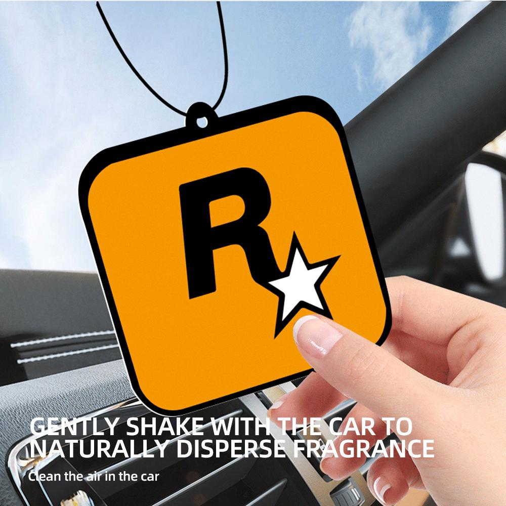 Car Fragrance R Star Pendant Air Freshener Car Rear View Hanging Long-Lasting Aromatherapy Fragrance Tablets Car Deodorization