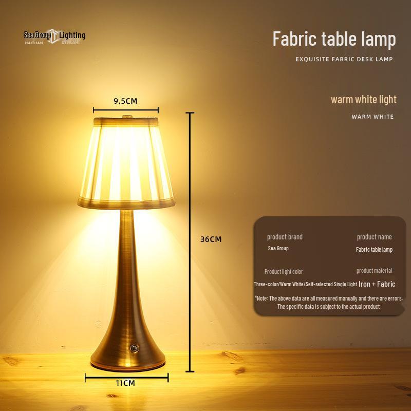 Nordic Metal Fabric USB Table Lamp - LED Night Light for Bedroom or Study