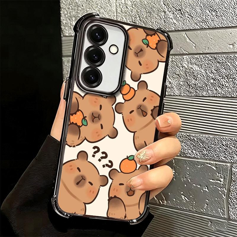 Funny Capybara Cartoon Cute Plating Phone Case For Samsung A17 A07 A37 A57 A16 A56 A15 A55 A14 A54 A13 A53 A26 A36 A25 A35 A24 A