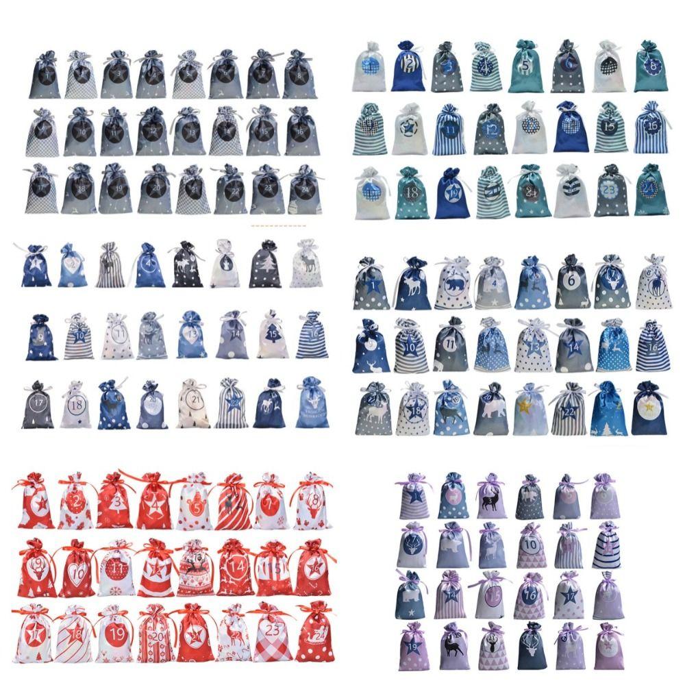 Hanging 24 Arrival Calendar Hanging Bag Large Capacity Christmas Candy Bag  Jewelry Storage