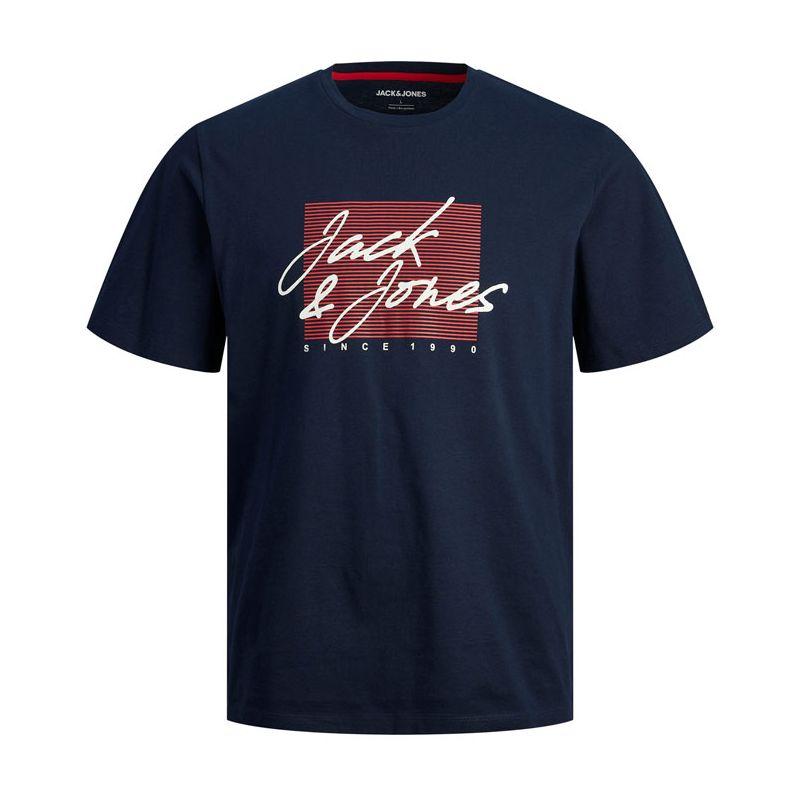 

Футболка мужская темно-синяя с круглым вырезом JACK & JONES Zuri M темно-синий