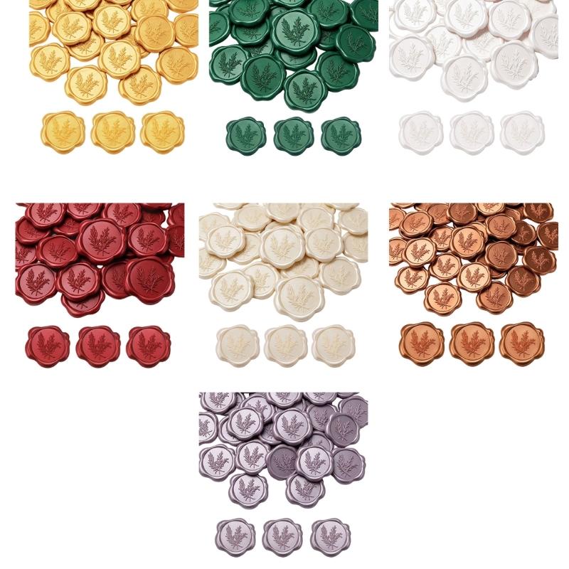 Wax Seal Labels with Adhesive Backing 60-Piece Raised Leaf Relief Stickers for Invitations, Envelopes, and Gift Packaging