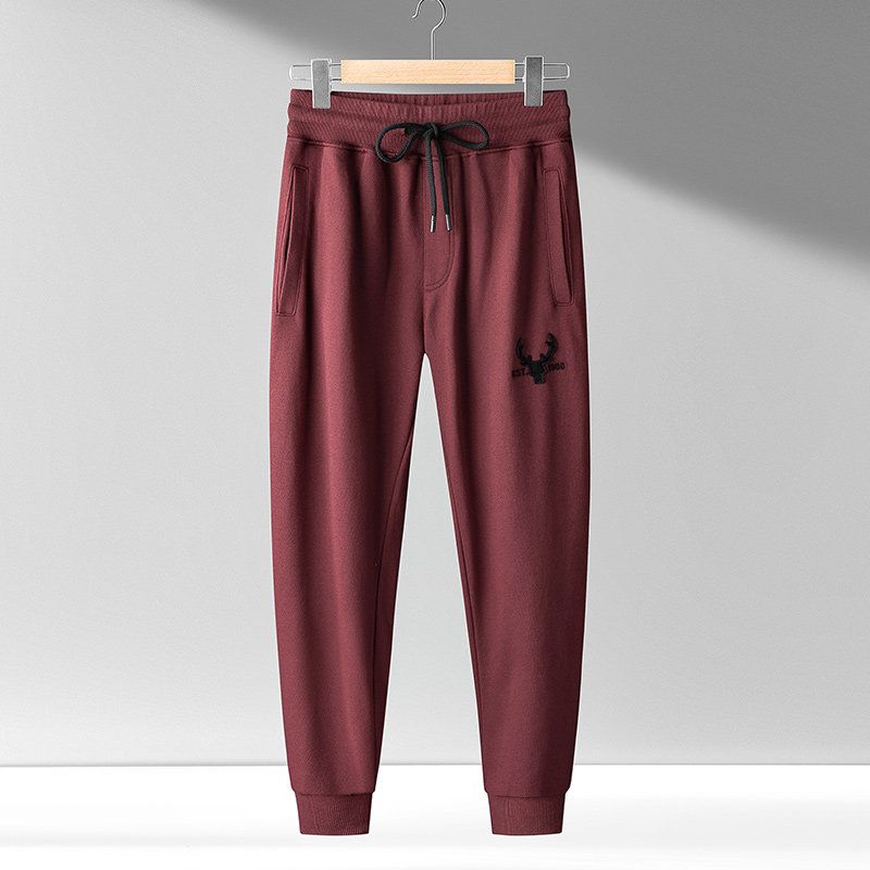 Sweatpants Foreign Trade Cut Label Tail Order Autumn and Winter Export Men s Pants Burgundy 3XL