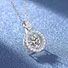 6.5mm S925 Sterling Silver Sparkling Round Halo Moissanite Pendant Necklace D VVS1 Fine Jewelry For Women