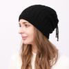 Winter Warm Neck Pulling Rope Double Wearing Knitted Hat For Women
