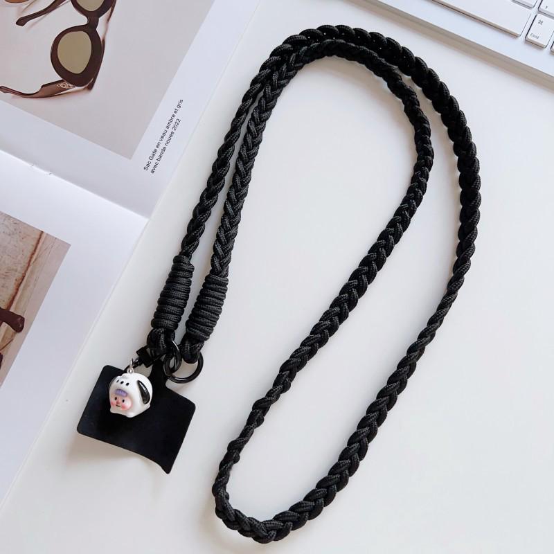 Woven Fashion Cartoon Pendant Mobile Phone Lanyard with Clip - Sturdy Anti-Lost Crossbody Chain