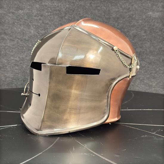 Two-color Barbuta Helmet Medieval 18g Knight Steel Helmet LARP Halloween Cosplay Costume Wearable