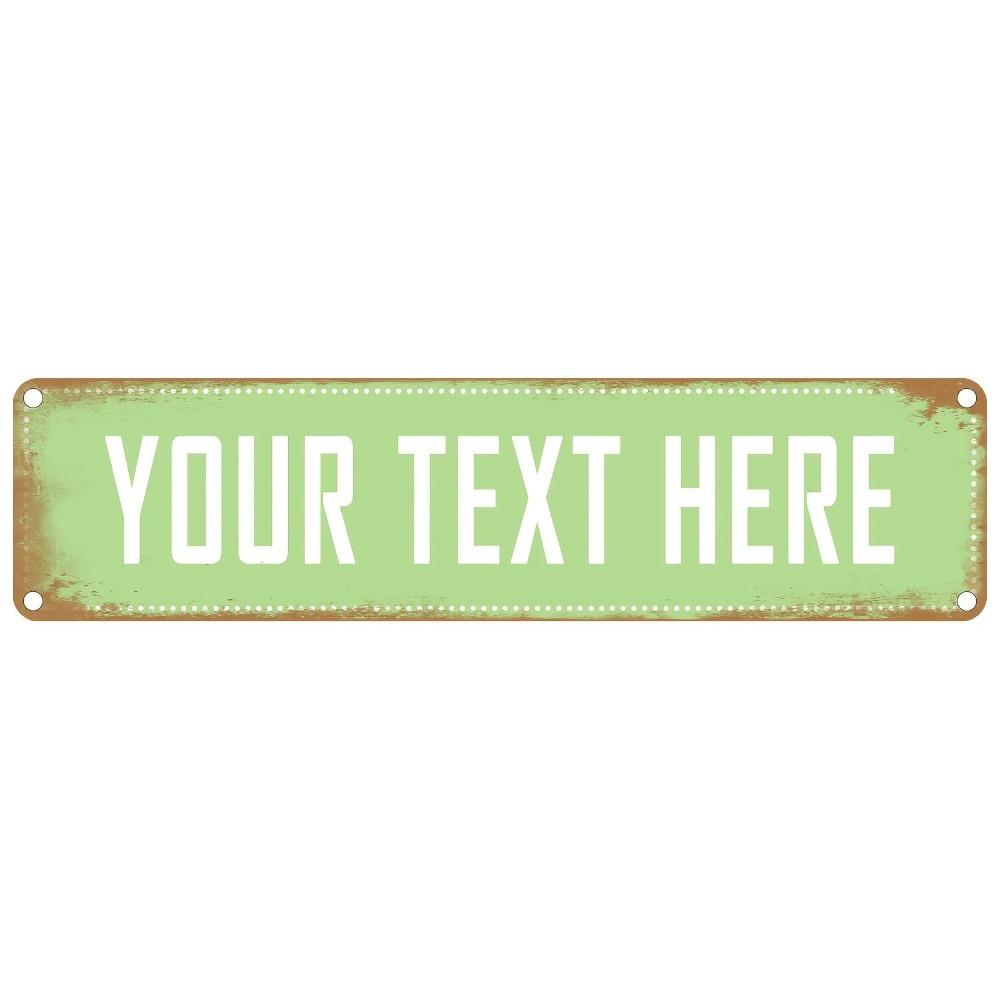Letrero de Aluminio Personalizado con Texto Vintage Óxido Verde Claro Estilo Remaches 40x10cm Decoración del Hogar Arte de Pared Solo Decoración