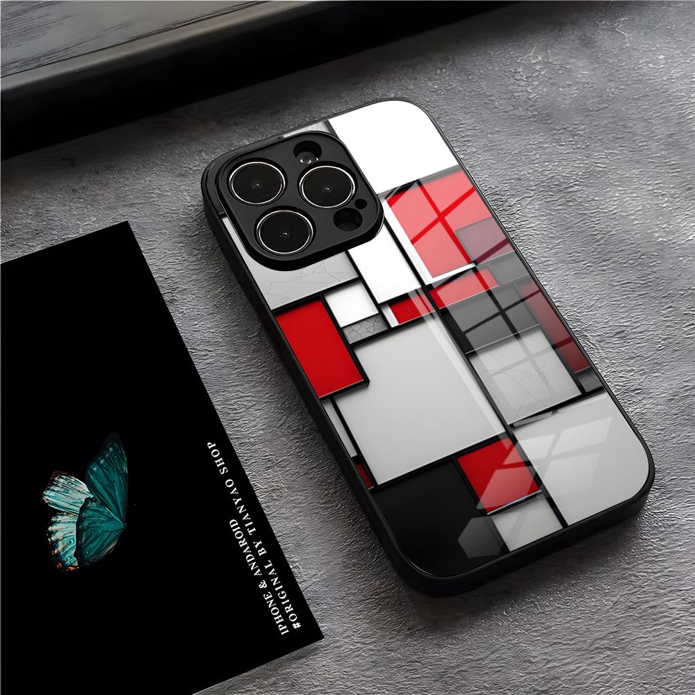 Pattern Abstract Piet Mondrian Phone Case For IPhone 17 Pro Max 15 Pro 16 14 Plus 12 13 Mini 11 Pro Shockproof Glass Cover