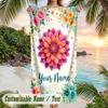 Floral Butterfly Garden 1 Theme Quick Dry Beach Towel Custom Name Text Print Large Sand Resistant Towel Beach Vacation