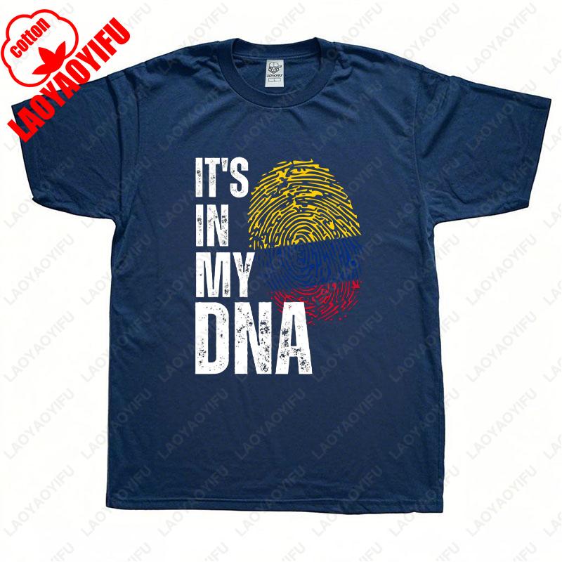 

Colombia Its in My DNA Flag Fingerprint Roots Man Printed Tshirt Colombiano South America Country National Cotton T Shirts 4XL