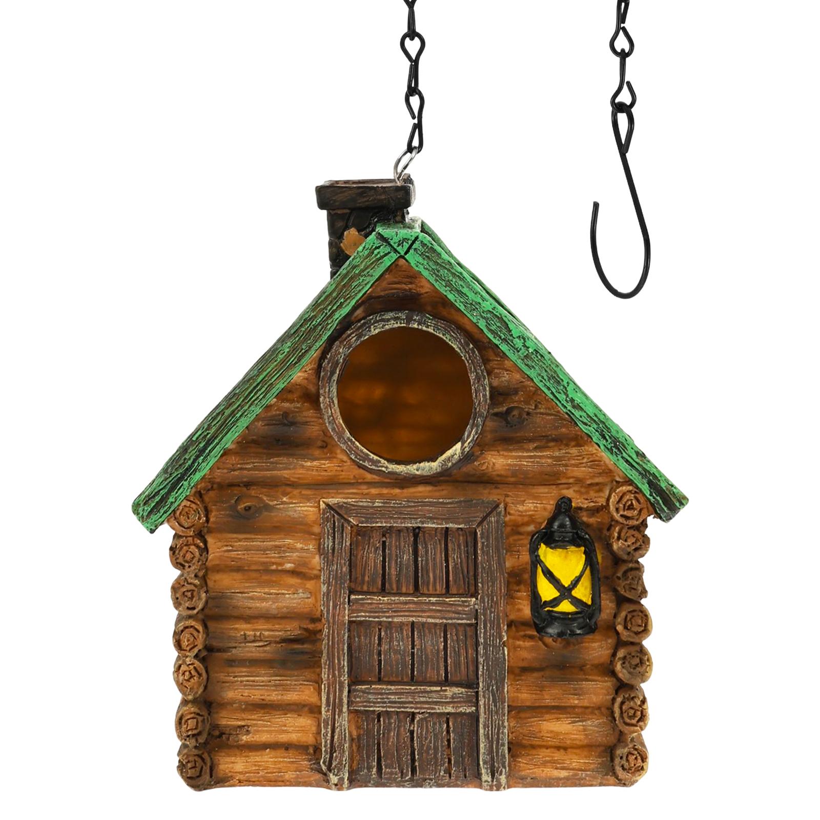 

Hanging Bird House Resin Bluebird House Tree Outdoor Garden Ornament Birdhouse for Outside Finches Hummingbird Cardinals