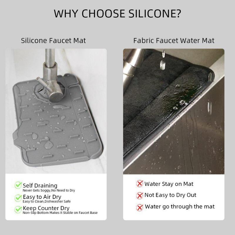 Silikónová podložka na sušenie batérie a umývadla, obojstranné použitie, podložka na odvod vody, ochrana proti striekajúcej vode, kuchynské doplnky