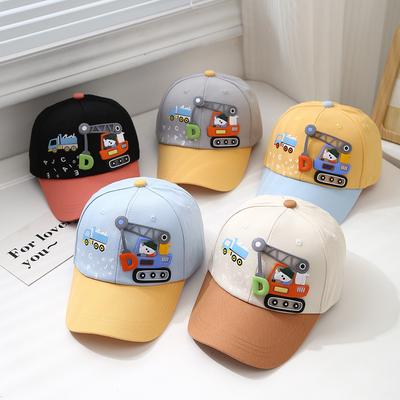 Cute Car Tower Crane Baby Hat Boys and Girls Children's Baseball Hat Adjustable Outdoor Sun Hat