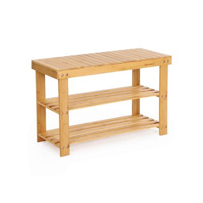 3-Tier Bamboo Shoe Bench, Shoe Rack Storage Organizer, 70 X 28 X 45 Cm, Ideal for Hallway, Bathroom, Living Room and Corridor